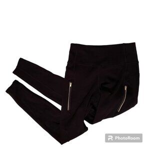 ATHLETA PANTS LEGGINGS NAVY BLUE FLEECE POCKETS ATHLEISURE SIZE S